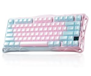 ravaStar Mercury K1 Lite Teclado Mecánico Gaming, Layout 75%, Gasket-Mount, Tri-Modo (2.4GHz/BT/Cable), Hot-Swap, Switches Lineales Stellar Bloom, Jelly Keycaps, RGB - Lumen Rose