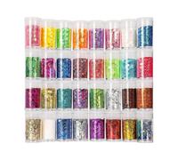 Rave Festival Mix of Coarse and Fine Glitter, 32 Colors Iridescent Loose Glitter, Cosmetic Makeup