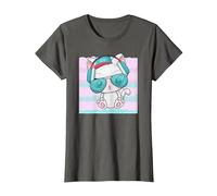 Rave Kitty Cat Pastel Azul Rosa Onda Auriculares Amantes de la Música Camiseta, Mujer, Asfalto, XXL