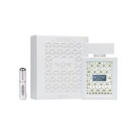 Rave Now White Eau de Parfum 100ml, Perfume Árabe Unisex de Larga Duración, Incluye Atomizador Recargable, Fragancia Fresca con Notas de Almizcle Blanco, Melocotón y Flores Blancas (Now White)