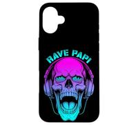 Rave Papi EDM Music Festival Trippy Skull DJ Auriculares Carcasa para iPhone 16 Plus