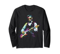 Rave President Abe Lincoln Tocando Guitarra gráfica EDM Art Manga Larga