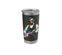 Rave President Abe Lincoln tocando guitarra gráfica EDM Art Vaso térmico de acero inoxidable de doble pared