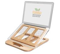 RAVEGO Soporte para laptop, plegable, de madera, ajustable, para computadora, MacBook, para escritorio, portátil, universal, con múltiples ángulos para portátiles de hasta 15.6 pulgadas (haya)