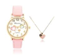 Ravel - Conjunto de Regalo Little Gems para Niñas con Reloj Dorado y Collar de Corazón - Cuarzo Analógico - R2232.5 - Rosa
