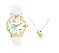 Ravel - Conjunto de Regalo Little Gems para Niñas con Reloj Dorado y Collar de Mariposa - Cuarzo Analógico - R2231.4 - Blanco