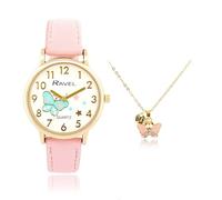 Ravel - Conjunto de Regalo Little Gems para Niñas con Reloj Dorado y Collar de Mariposa - Cuarzo Analógico - R2231.5 - Rosa