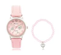 Ravel - Conjunto de Reloj y Pulsera de Cuentas Expandibles Little Gems para Niñas con Dije de Corazón - Cuarzo Analógico - R2241 - Rosa
