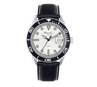 Ravel Plus - Reloj Calendario 5ATM Redondo de 42 mm para Hombre con Bisel Giratorio Unidireccional y Cristal Recubierto de Zafiro - Cuarzo Analógico Japonés - RPD-012M - Negro/Esfera Plateada