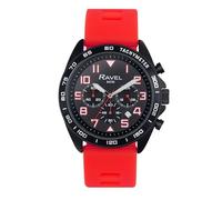 Ravel Plus - Reloj Cronógrafo Deportivo para Hombre de 46 mm con Correa de Silicona - 5ATM - Cuarzo Analógico Japonés - RP.CHR.001M - Rojo