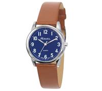 Ravel Plus - Reloj Duradero de Uso Diario Unisex con Correa de Piel de Microfibra - Cuarzo analógico japonés - RP004L - Marrón Claro/Color Plata/Esfera Blanca