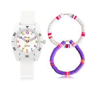 Ravel R224-5ATM - Juego de reloj Surfer y pulsera elástica para niños de 5 ATM, cuarzo analógico, blanco