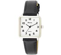 Ravel - Reloj Clásico Cuadrado Diario para Mujer con Números Claros - Color Plateado/Negro