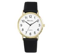 Ravel - Reloj Clásico Unisex para Diario con Números Modernos - Cuarzo Analógico - R0129.25.1 - Negro/Color Dorado/Esfera Blanca