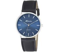 Ravel - Reloj Clásico Unisex para Diario - Tono Plateado/Negro/Esfera Azul/Indice Mínimo