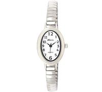 Ravel - Reloj de Cóctel Ovalado de Mujer Correa Extensible de Acero Inoxidable - Tono Plateado