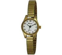 Ravel - Reloj de Cóctel Pequeño y Redondo para Mujer con Correa Extensible de Acero Inoxidable - Tono Oro