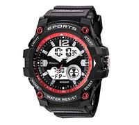Ravel - Reloj de Cuarzo Ana-Digi para Hombre con Resistencia al Agua de 5ATM y Luz - RDT.2D - Negro/Rojo