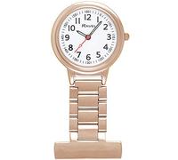 Ravel - Reloj de enfermero Fob clásico fácil de Leer - Tono Oro Rosa