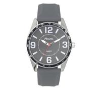 Ravel - Reloj de Hombre con Números Grandes en Tono Plateado y aro Superior Negro en Correa Deportiva de Silicona - Cuarzo Analógico - RS001.13 - Gris
