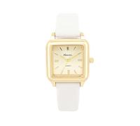 Ravel - Reloj de verano cuadrado dorado para mujer - Cuarzo analógico - R0143, blanco, Correa