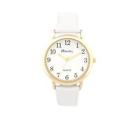 Ravel - Reloj de Mujer para Diario de Colores Pastel (Caja de 27 mm) - Cuarzo Analógico - R0137.24.2 - Blanco/Color Oro