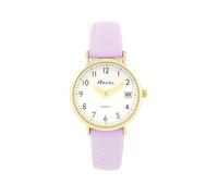 Ravel - Reloj de pulsera para mujer con calendario dorado con correa de piel sintética, cuarzo analógico japonés, R0707, morado