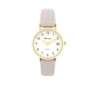 Ravel - Reloj de pulsera para mujer con calendario dorado con correa de piel sintética, cuarzo analógico japonés, R0707, gris