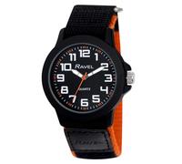 Ravel - Reloj de Trabajo Moderno para Caballero con Correa de Cierre fácil - Analógico Cuarzo - R1601.65.8 - Negro/Reflejos Naranjas