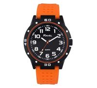 Ravel - Reloj Deportivo para Hombre con Caja Negra, Bisel de Color a Juego y Correa Deportiva de Silicona - Cuarzo Analógico - RS004.08 - Naranja