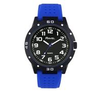 Ravel - Reloj Deportivo para Hombre con Caja Negra, Bisel de Color a Juego y Correa Deportiva de Silicona - Cuarzo Analógico - RS004.06 - Azul