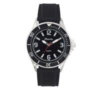 Ravel - Reloj Deportivo para Hombre con Correa de Silicona y aro Superior Negro en Caja Plateada - Cuarzo Analógico - RS002.03 - Negro