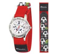Ravel - Reloj Fútbol Rojo para Niños con Correa de Cierre Fácil - Cuarzo Analógico - R1507.61