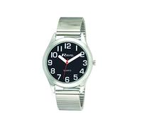 Ravel - Reloj Mujer Pulsera de Acero Inoxidable con Grandes números y Agujas - Tono Plateado/Esfera Negra