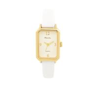 Ravel - Reloj rectangular clásico de moda para mujer - Cuarzo analógico - R0144, Tono blanco y dorado