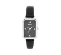Ravel - Reloj rectangular clásico de moda para mujer - Cuarzo analógico - R0144, Tono negro y plateado