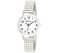 Ravel - Reloj Tradicional para Mujer con Esfera de Números Claros con Correa Extensible - Tono Plateado