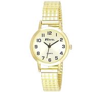 Ravel - Reloj Tradicional Unisex con Esfera de Números Claros con Correa Extensible - Tono Oro/Esfera de champán
