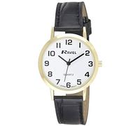 Ravel - Reloj Tradicional Unisex con Esfera Numérica Clara - Tono Oro/Negro