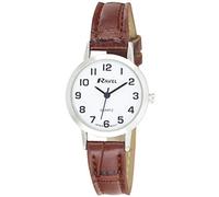 Ravel - Reloj Tradicional Unisex con Esfera Numérica Clara - Tono Plateado/Marrón