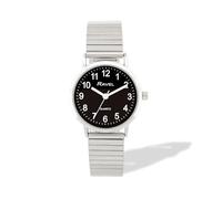 Ravel - Reloj unisex clásico diario con pulsera expansora de acero inoxidable - Cuarzo analógico - R0229, Esfera plateada y negra, 27mm watch case