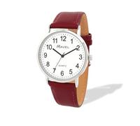 Ravel - Reloj unisex clásico diario - Cuarzo analógico - R0129, Ciruela, tono plateado, esfera blanca con números, Unisex - 36mm case, Correa