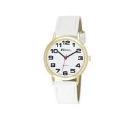 Ravel - Reloj Unisex de Correa de fácil Lectura con números Grandes - Blanco/Tono Dorado/Esfera Blanca