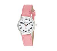 Ravel - Reloj Unisex de Correa de fácil Lectura con números Grandes (Grande) - Rosado/Tono Plateado/Esfera Blanca