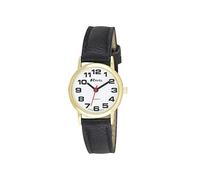 Ravel - Reloj Unisex de Correa de fácil Lectura con números Grandes - Negro/Tono Dorado/Esfera Blanca