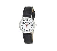 Ravel - Reloj Unisex de Correa de fácil Lectura con números Grandes - Negro/Tono Plateado/Esfera Blanca