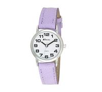 Ravel - Reloj Unisex de Correa de fácil Lectura con números Grandes (pequeño) - Morado/Tono Plateado/Esfera Blanca