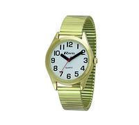 Ravel - Reloj Unisex Pulsera de Acero Inoxidable con Grandes números y Agujas - Tono Dorado/Esfera Blanca