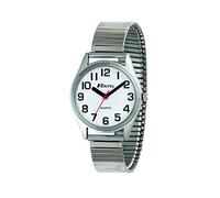 Ravel - Reloj Unisex Pulsera de Acero Inoxidable con Grandes números y Agujas - Tono Plateado/Esfera Blanca