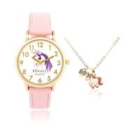 Ravel - Set de Regalo para Niñas Little Gems con Reloj Dorado y Collar de Unicornio - Cuarzo Analógico - R2233.5 - Rosa